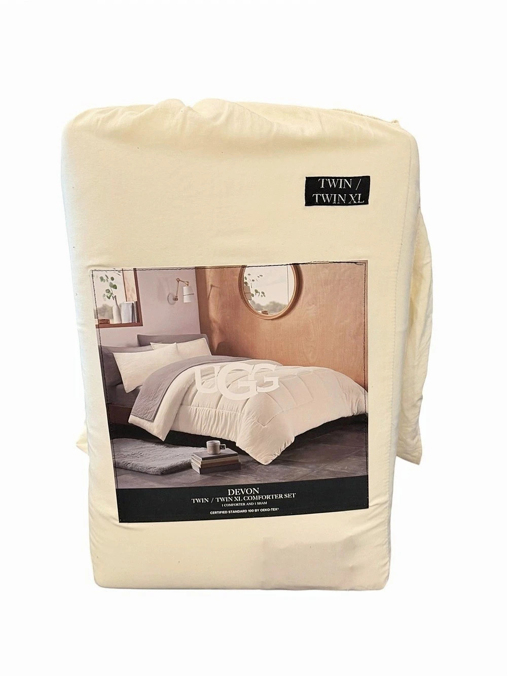 UGG Devon Twin/Twin XL Comforter Sham 2-Piece Set NEW Ivory Cream Gift Cozy